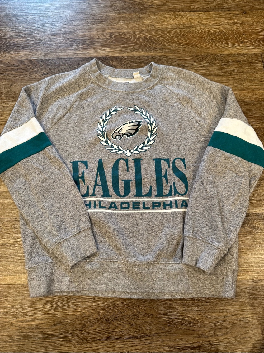 Philadelphia Eagles Gray Crewneck Sweatshirt with Teal Accents